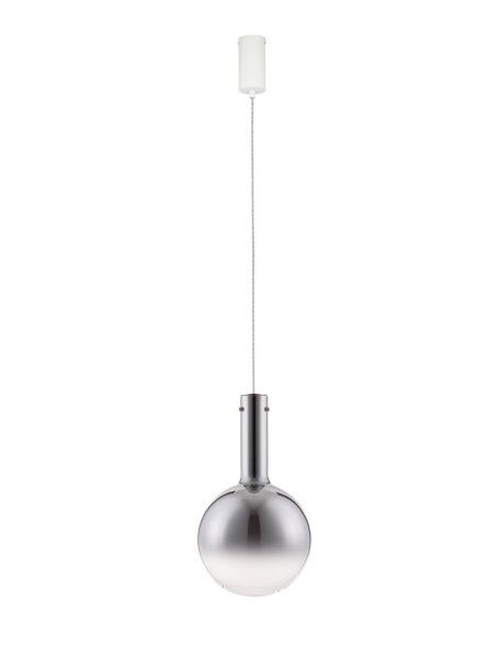 LED Hängelampe Weiß Grau Ø 25 cm dimmbar Rauchglas Metall
