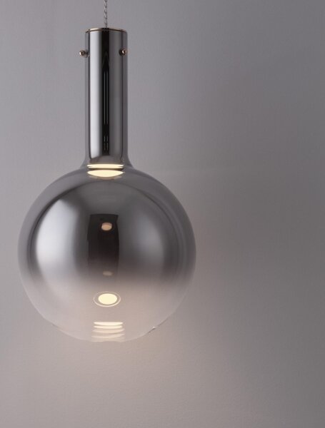 LED Hängelampe Weiß Grau Ø 25 cm dimmbar Rauchglas Metall