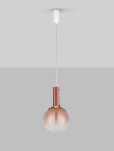 LED Pendelleuchte Glas Metall Weiß Rosa Ø 25 cm dimmbar rund