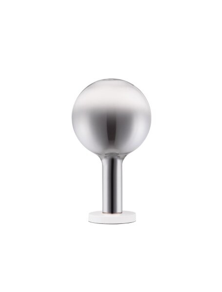 LED Tischlampe 36 cm dimmbar Weiß Grau Rauchglas Metall