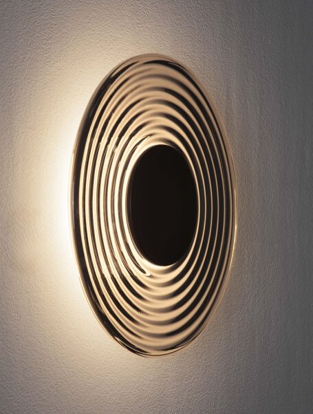 LED Wandlampe rund 30 cm breit in Nickel Grau Rauchglas