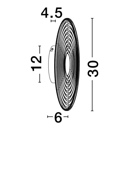 LED Wandlampe rund 30 cm breit in Nickel Grau Rauchglas