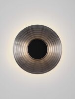 LED Wandlampe rund 30 cm breit in Nickel Grau Rauchglas