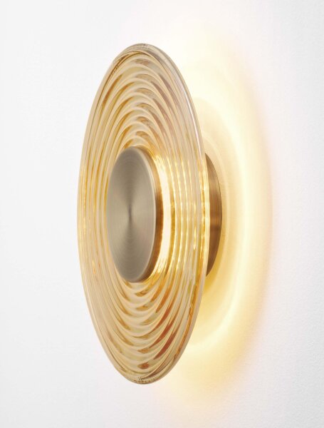 LED Wandleuchte in Gold 30 cm breit Glas rund warmweiß MERYL