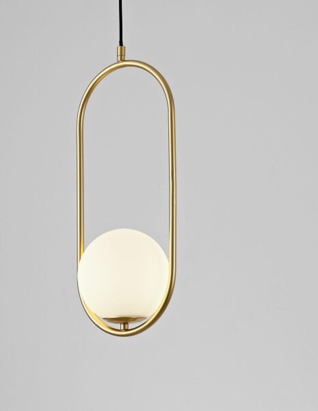 Pendelleuchte rund G9 20 x 15 cm in Gold Weiß Glas Metall