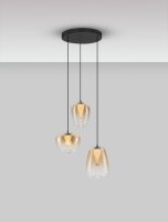 LED Pendelleuchte Rauchglas Schwarz Amber 41 cm breit MINDEN