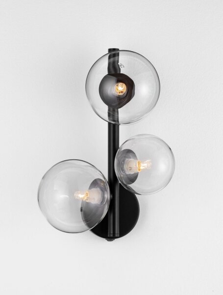 Wandlampe Schwarz 32 cm hoch G9 Klarglas Metall rund MORGAN