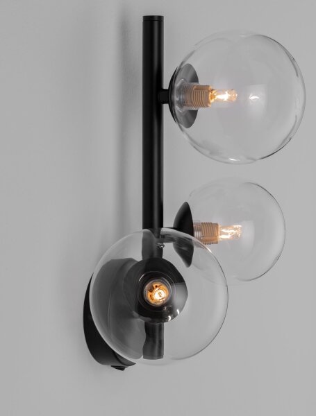 Wandlampe Schwarz 32 cm hoch G9 Klarglas Metall rund MORGAN