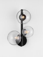 Wandlampe Schwarz 32 cm hoch G9 Klarglas Metall rund MORGAN