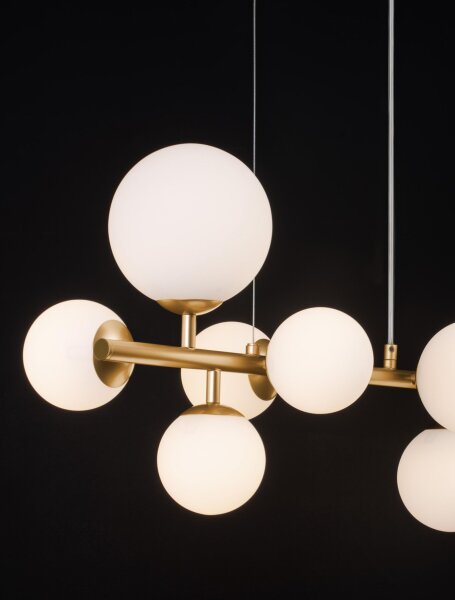 Pendelleuchte 65 cm lang G9 in Gold Weiß höhenverstellbar