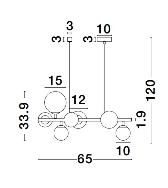 Pendelleuchte 65 cm lang G9 in Gold Weiß höhenverstellbar