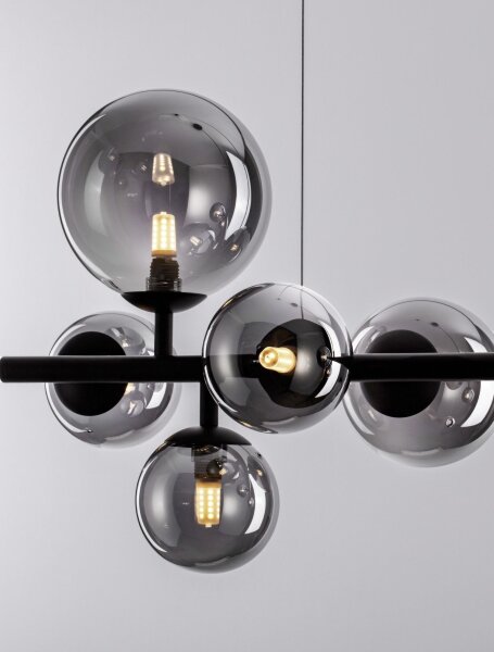 Moderne Hängelampe G9 Schwarz Grau 65 cm lang 7 flammig