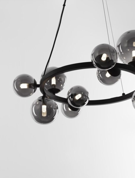 Hängelampe Ø 65 cm G9 Schwarz Grau höhenverstellbar MORGAN