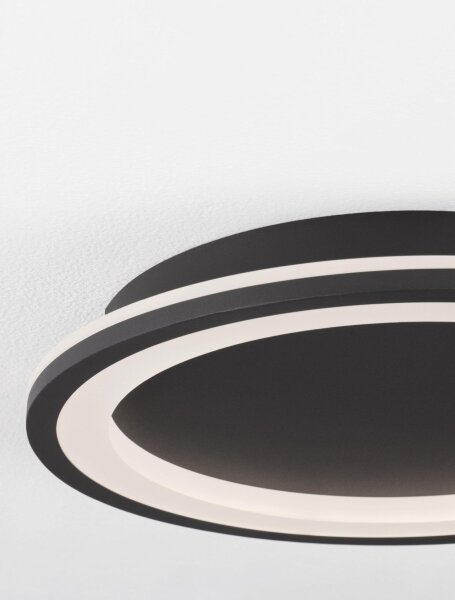 LED Deckenlampe flach Ø 37 cm Schwarz warmweiß MYLES Modern