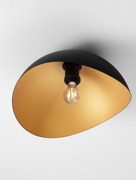 Deckenleuchte in Schwarz Gold Ø 40 cm E27 rund NEVADA Modern