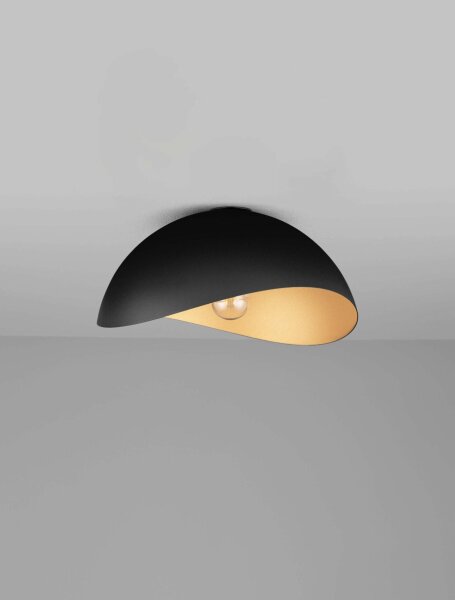 Deckenleuchte in Schwarz Gold Ø 40 cm E27 rund NEVADA Modern