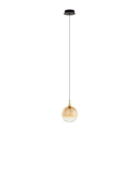 LED Pendelleuchte rund Ø 16 cm in Schwarz Gold Glas warmweiß