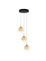 LED H&auml;ngeleuchte in Schwarz Gold 36 cm breit dimmbar...