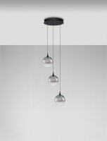LED Pendelleuchte Glas Schwarz 36 cm breit dimmbar 3 flammig