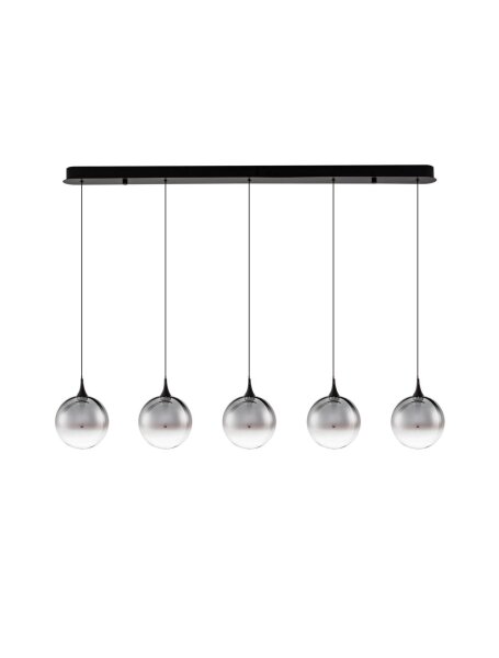 LED Hängeleuchte dimmbar Schwarz 115 cm lang Glas 5 flammig
