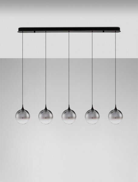 LED Hängeleuchte dimmbar Schwarz 115 cm lang Glas 5 flammig