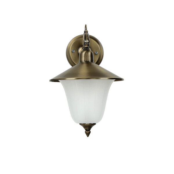 Lampe dextérieur murale en laiton antique avec abat-jour en verre