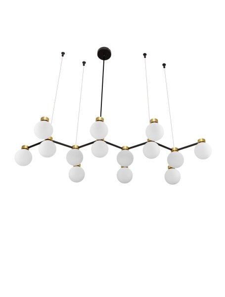 Hängelampe in Schwarz Weiß Gold 107 cm lang G9 Glas rund
