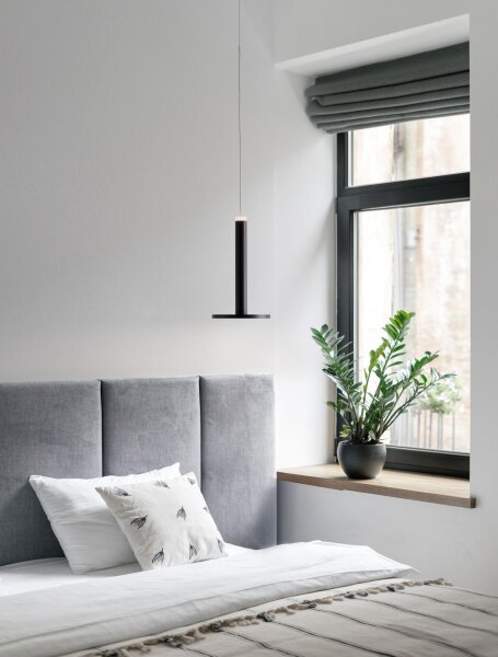 LED Pendelleuchte rund Ø 15 cm Schwarz höhenverstellbar