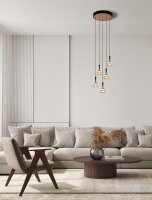 LED Hängelampe in Schwarz Roségold 32 cm...