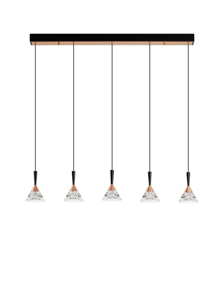 LED Hängeleuchte in Schwarz Roségold 90 cm lang dimmbar