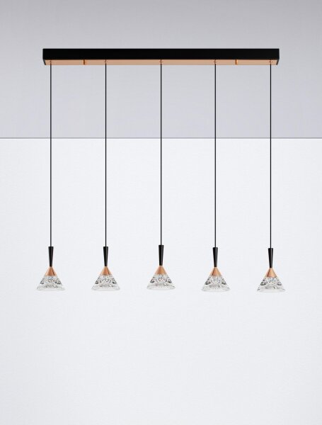LED Hängeleuchte in Schwarz Roségold 90 cm lang dimmbar