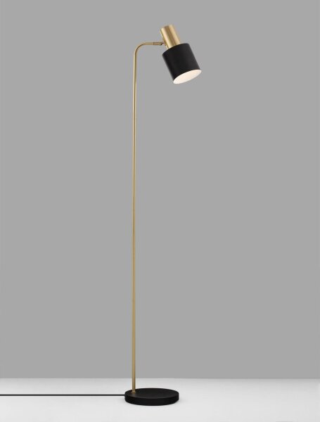 Stehlampe E27 154 cm in Gold Schwarz schwenkbar Retro Metall