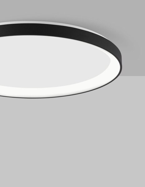 LED Deckenlampe rund Ø 58 cm Schwarz dimmbar warmweiß flach
