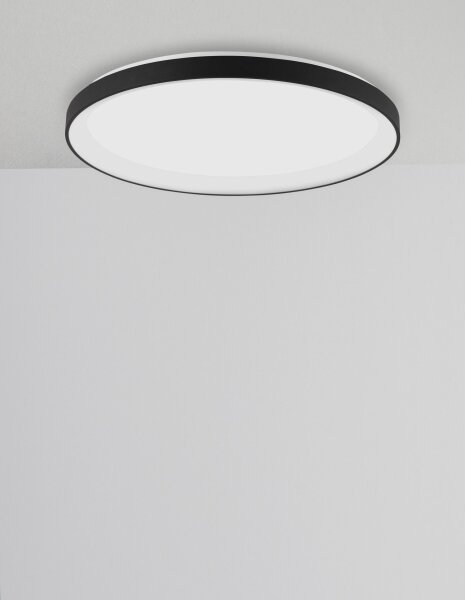 LED Deckenlampe Schwarz Ø 48 cm dimmbar flach warmweiß