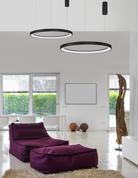 LED Kronleuchter Ø 78 cm Schwarz dimmbar höhenverstellbar