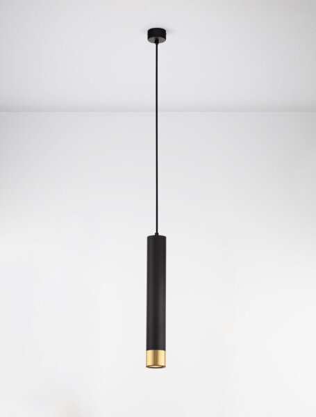Pendelleuchte schmal GU10 Ø 6 cm in Schwarz Gold OTIS Modern