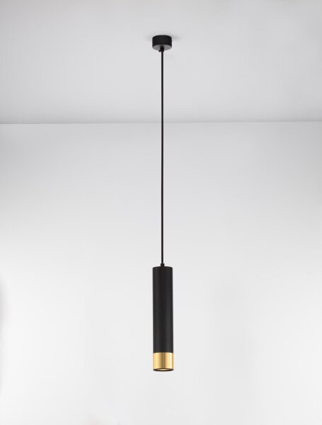 Hängelampe in Schwarz Gold Ø 6 cm GU10 schmal OTIS Aluminium