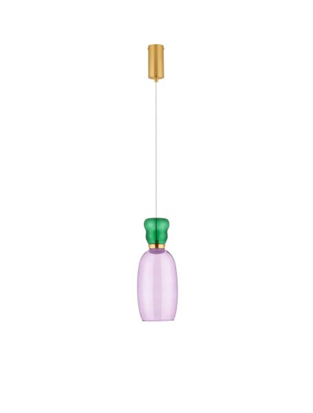 LED Pendelleuchte Glas Metall in Gold Lila Grün Ø 15 cm