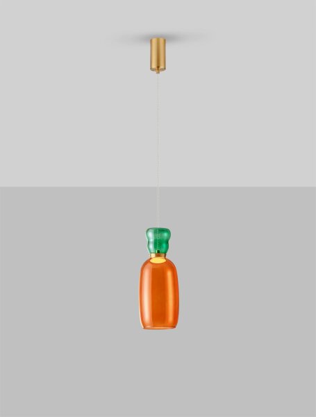 LED Hängelampe Ø 15 cm in Gold Orange Grün höhenverstellbar