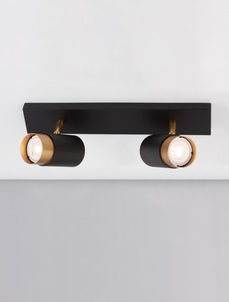 Deckenstrahler GU10 35 cm lang in Schwarz Gold schwenkbar
