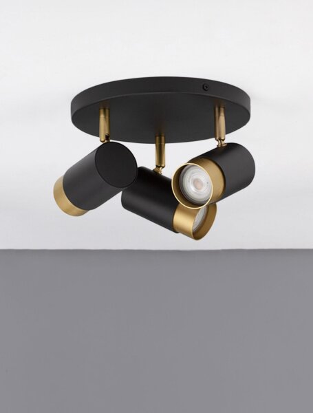 Spotleuchte Retro in Schwarz Gold Ø 22 cm GU10 schwenkbar