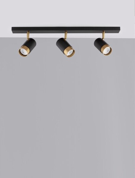 Deckenlampe in Schwarz Gold 60 cm lang GU10 schwenkbar Retro