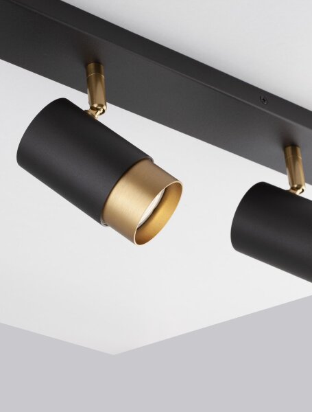 Deckenlampe in Schwarz Gold 60 cm lang GU10 schwenkbar Retro