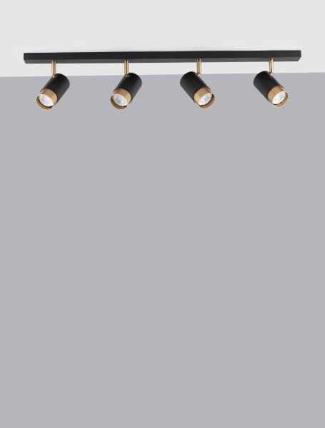 Deckenstrahler in Schwarz Gold 80 cm lang GU10 schwenkbar