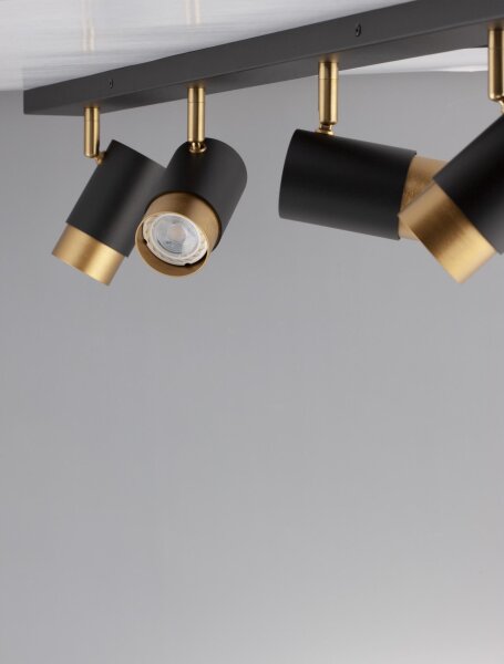 Deckenstrahler in Schwarz Gold 80 cm lang GU10 schwenkbar