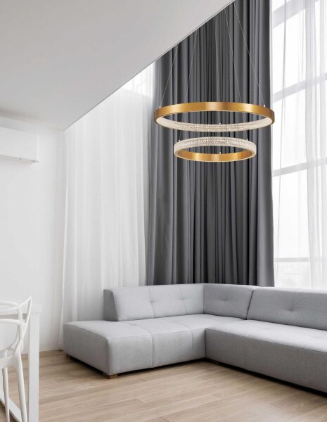 LED Kronleuchter in Antik Gold Ø 60 cm dimmbar Ring warmweiß