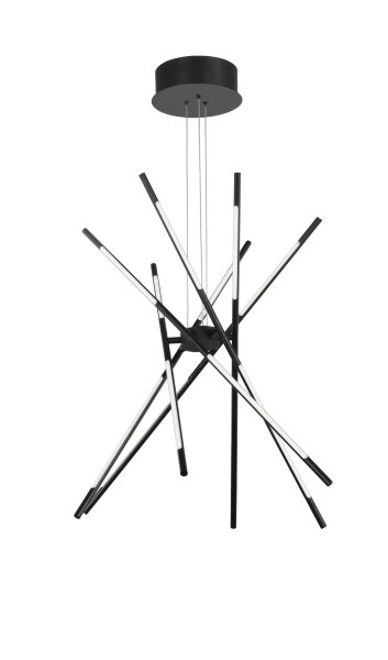 LED Pendelleuchte Ø 85 cm dimmbar Schwarz höhenverstellbar