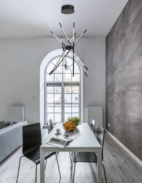 LED Pendelleuchte Ø 85 cm dimmbar Schwarz höhenverstellbar