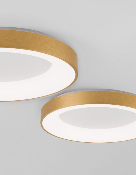 LED Deckenlampe rund Ø 60 cm in Gold gebürstet dimmbar flach