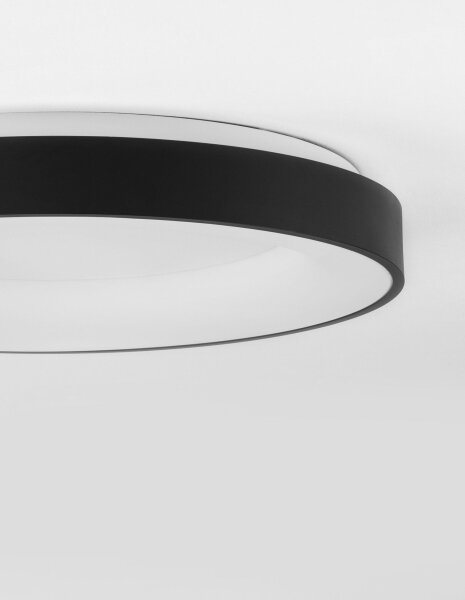 Runde LED Deckenleuchte Schwarz Ø 60 cm dimmbar flach Modern